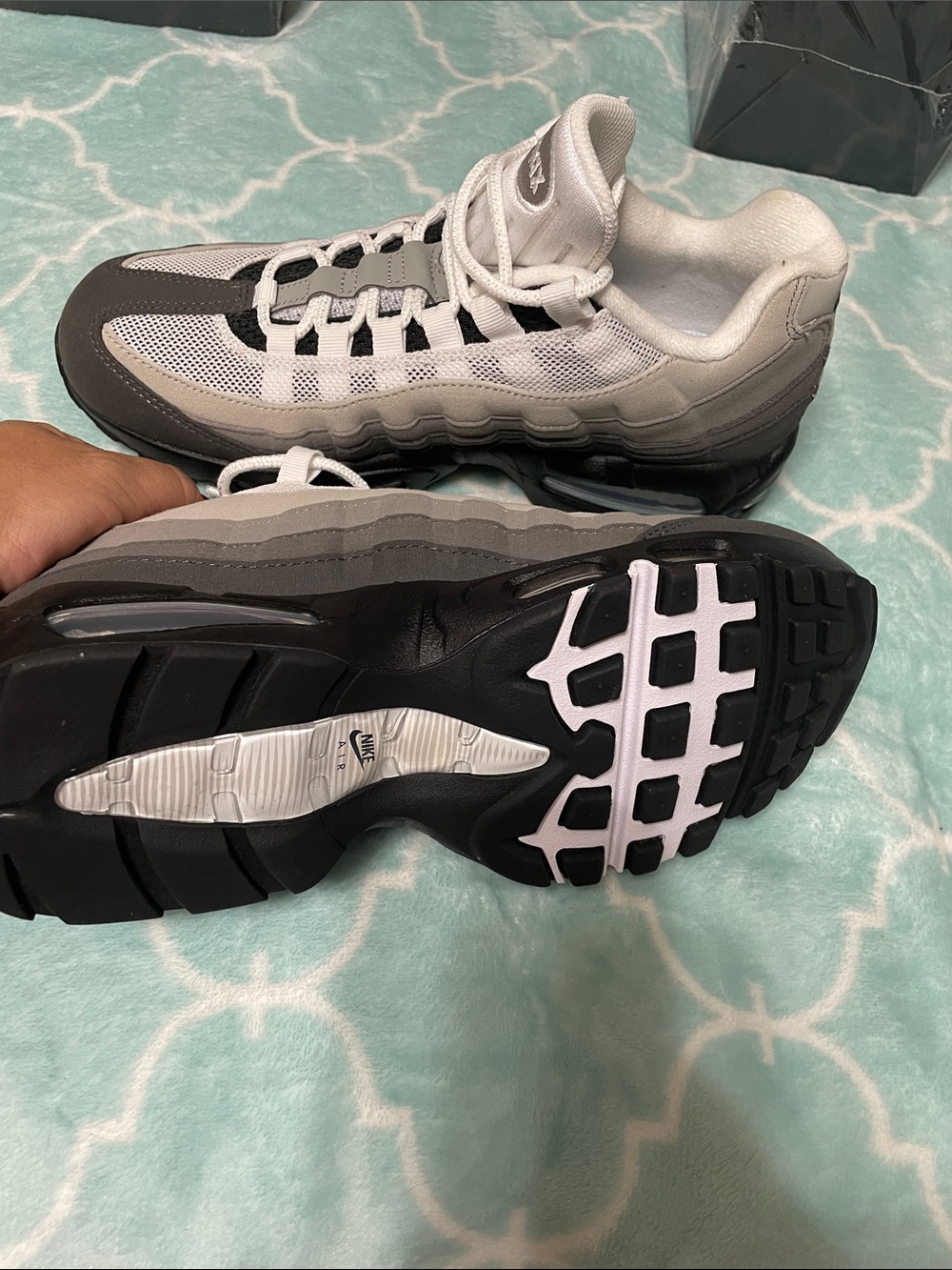 Nike Air Max 95 Sneakers in White, Gray, Black